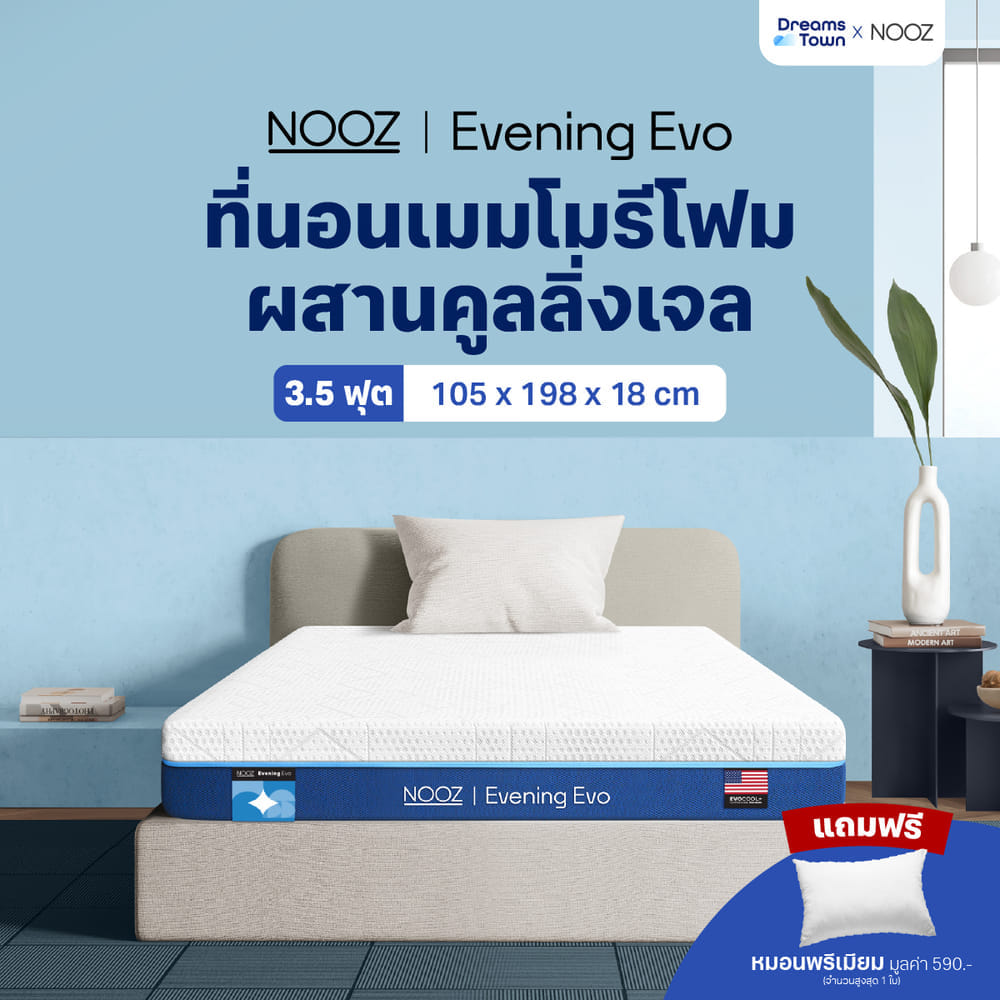 ที่นอนเมมโมรี่โฟม 3.5 ฟุต NOOZ EVENING EVO หนา 7 นิ้ว
